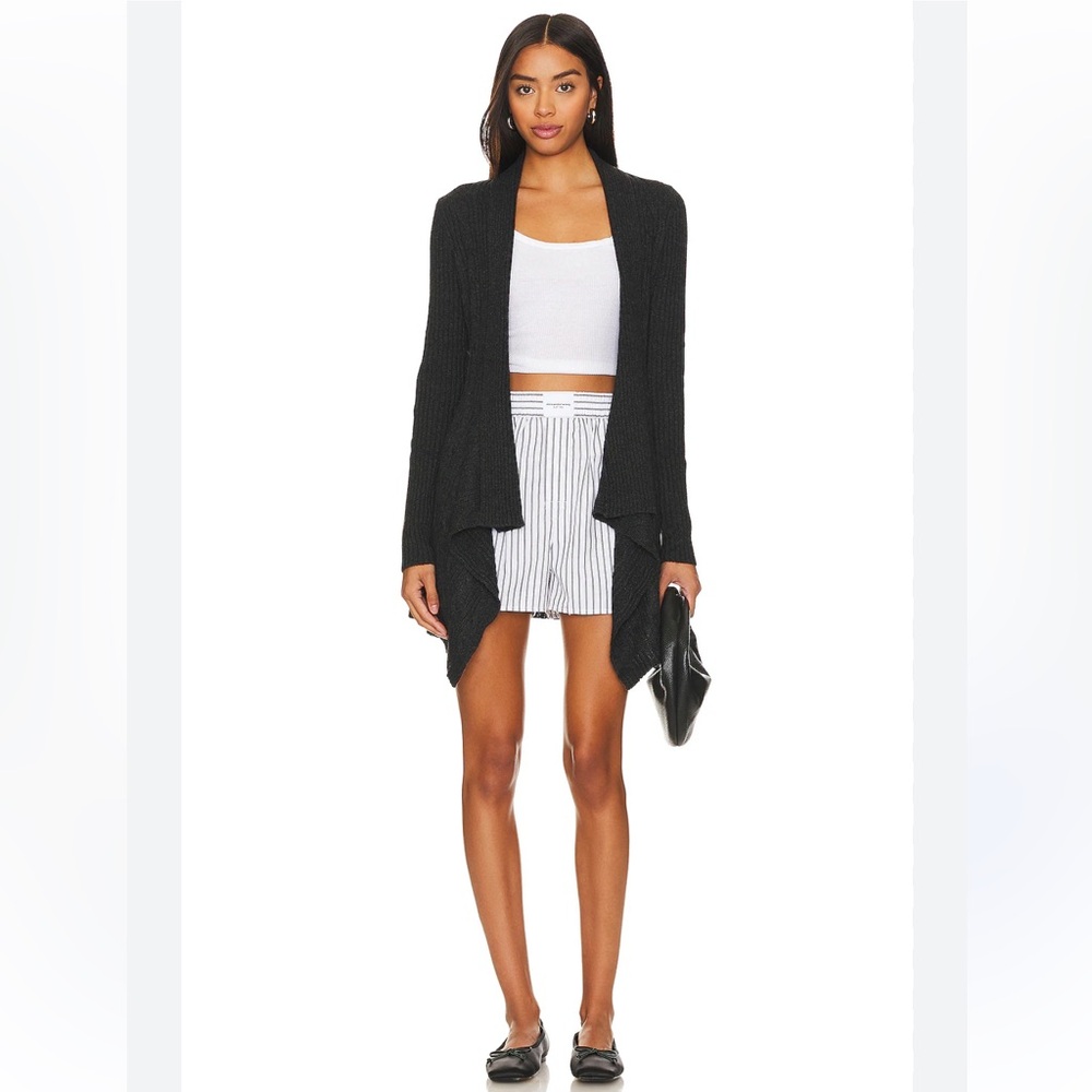 Bobi black hooded duster cardigan with pockets